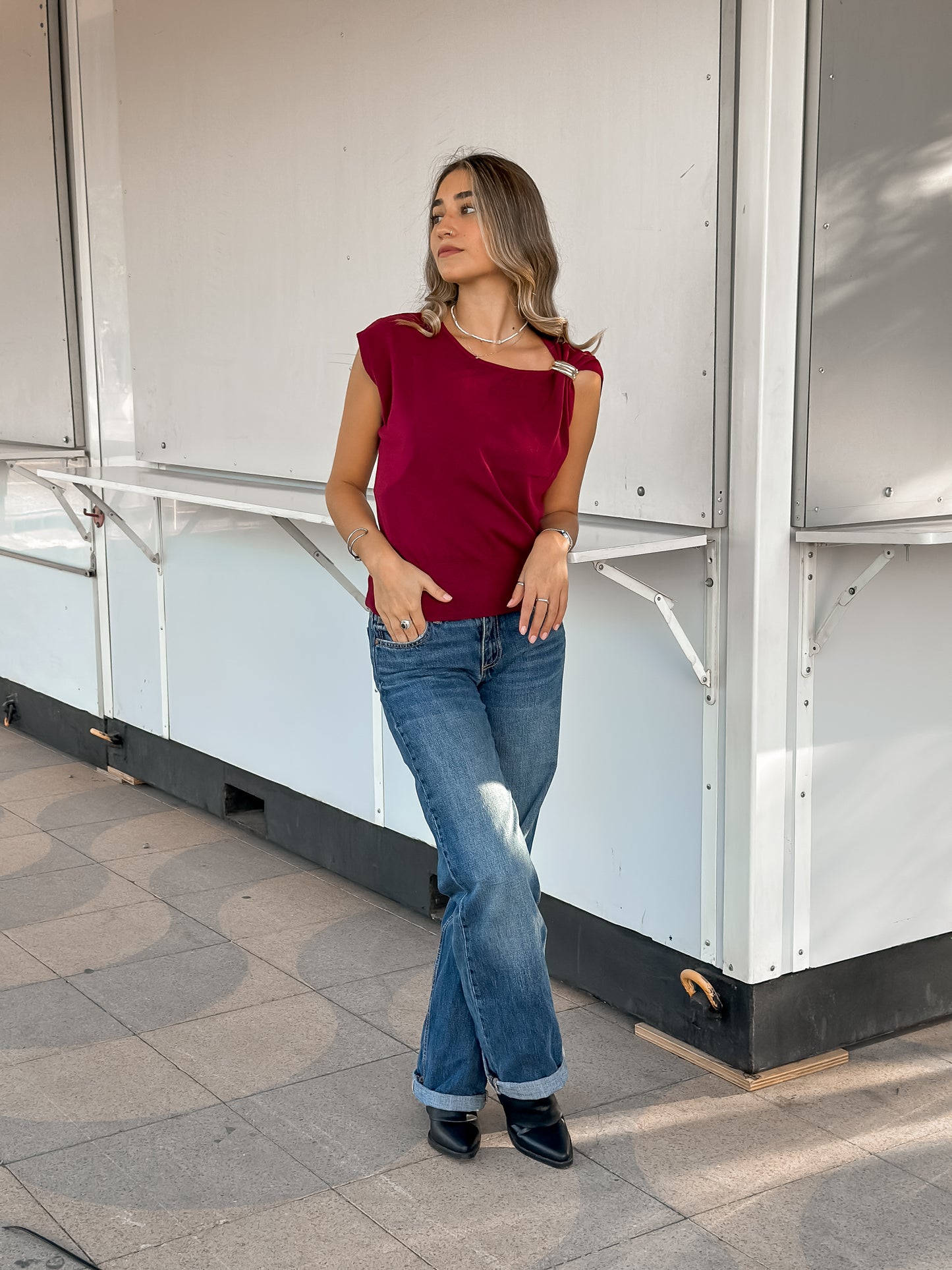 Top Knit Borgoña