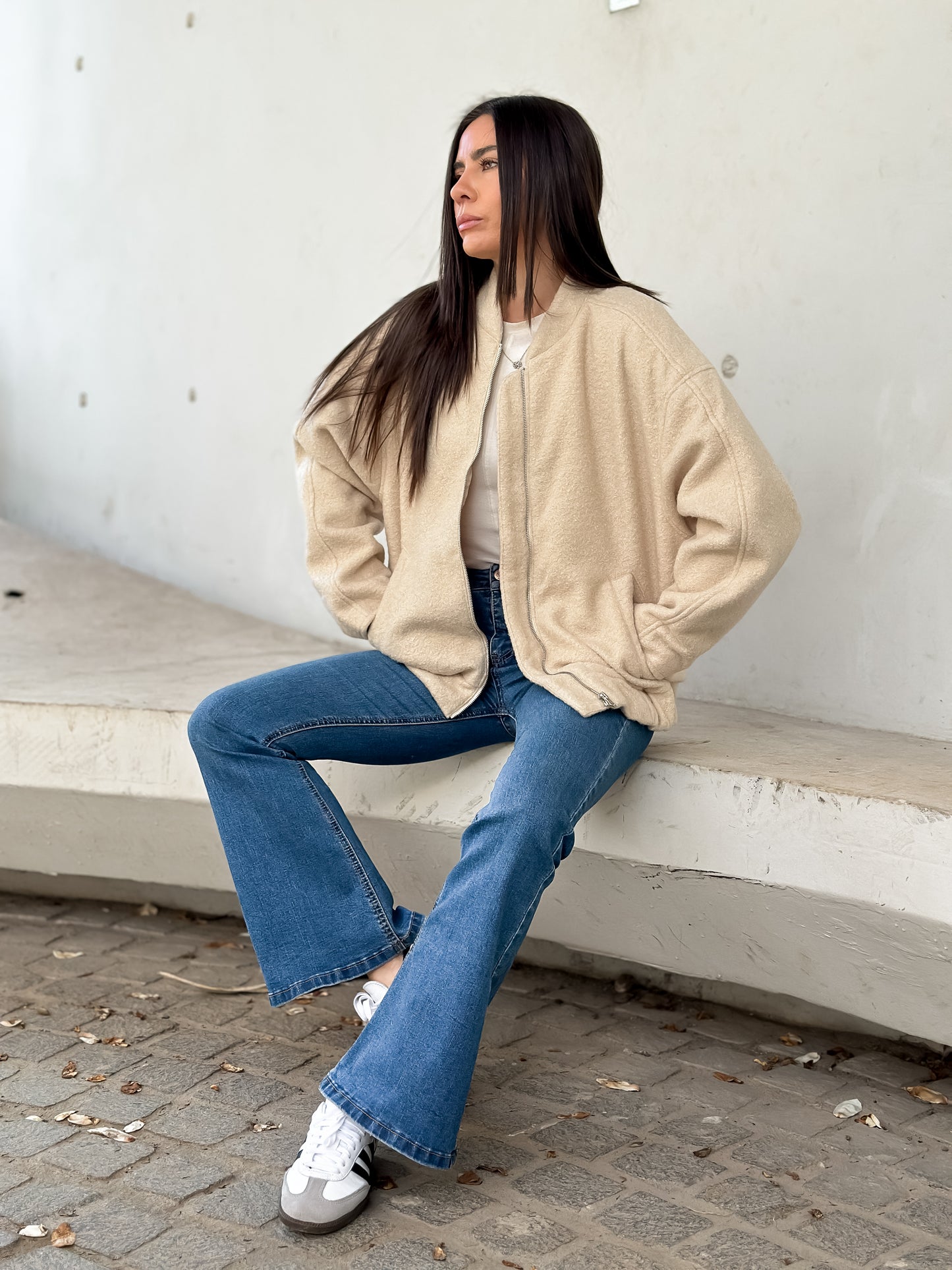 Chaqueta Bomber Beige