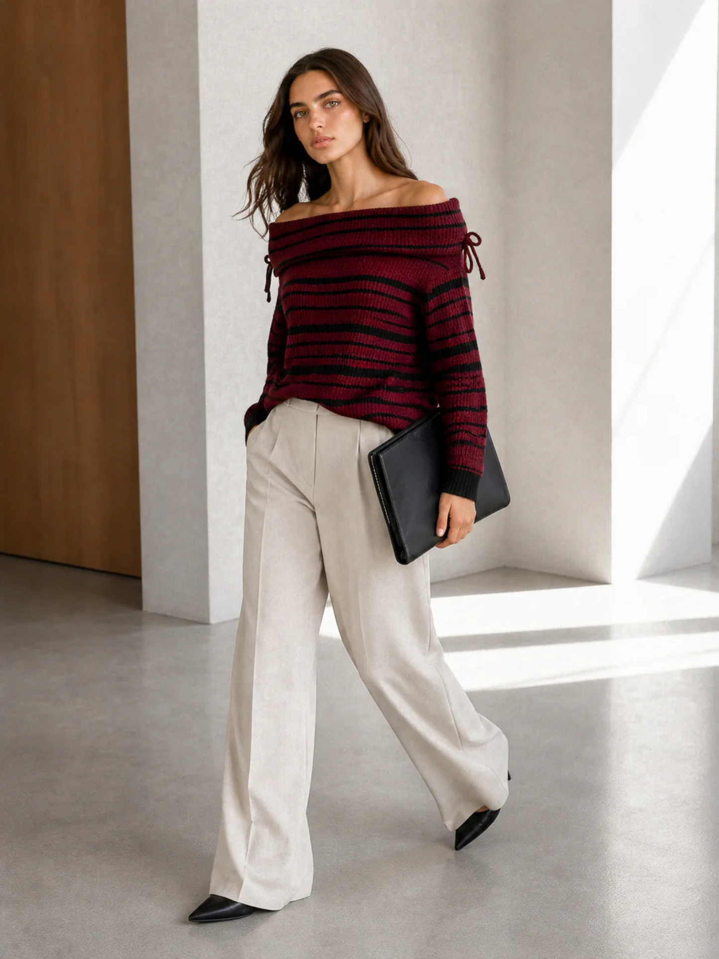 Sweater Line Shoulder Borgoña