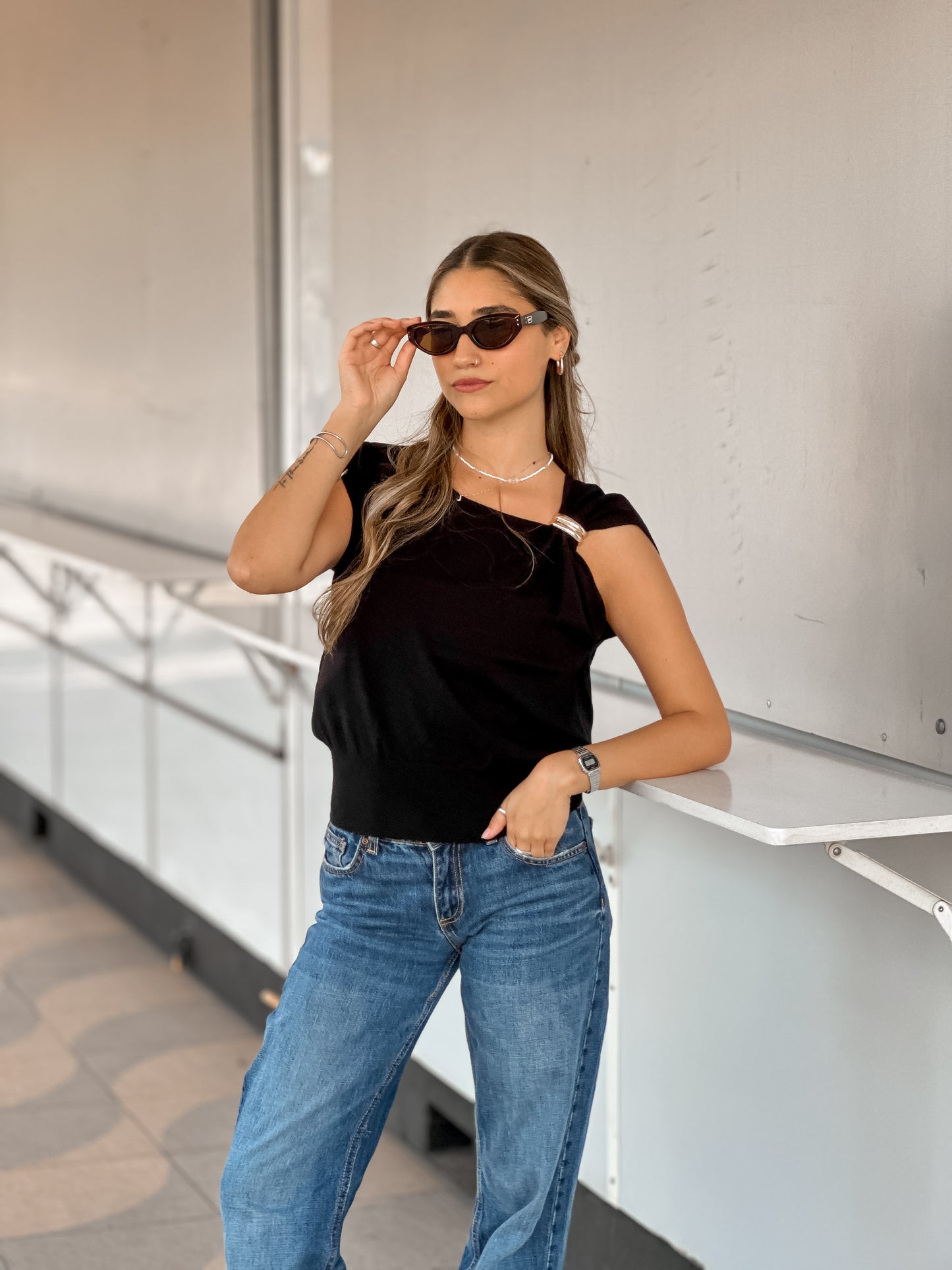 Top Knit Negro