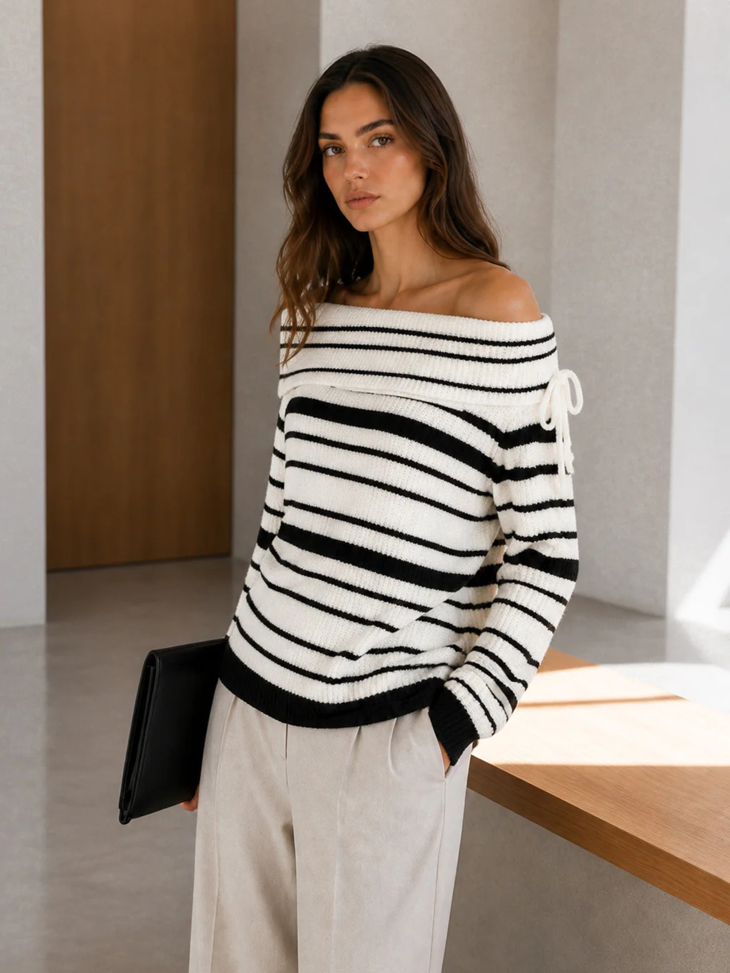 Sweater Line Shoulder Blanco