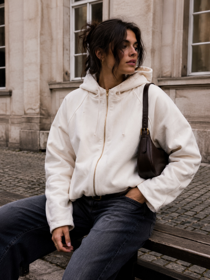 Suede Hoodie Jacket Blanca