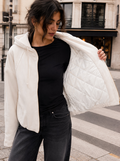 Suede Hoodie Jacket Blanca