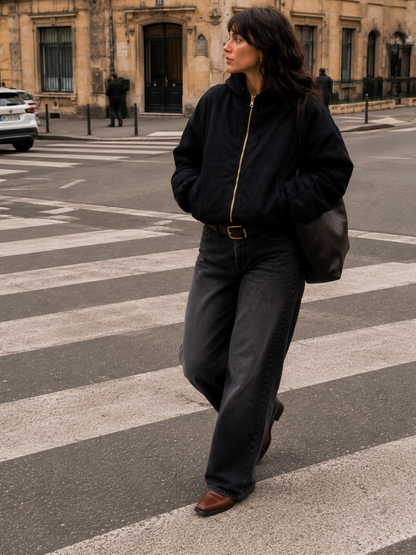 Suede Hoodie Jacket Negra