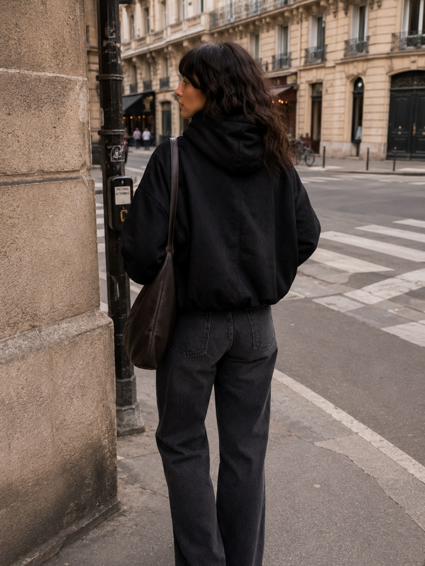 Suede Hoodie Jacket Negra