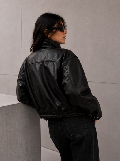 Chaqueta Ecocuero Acolchada Negro