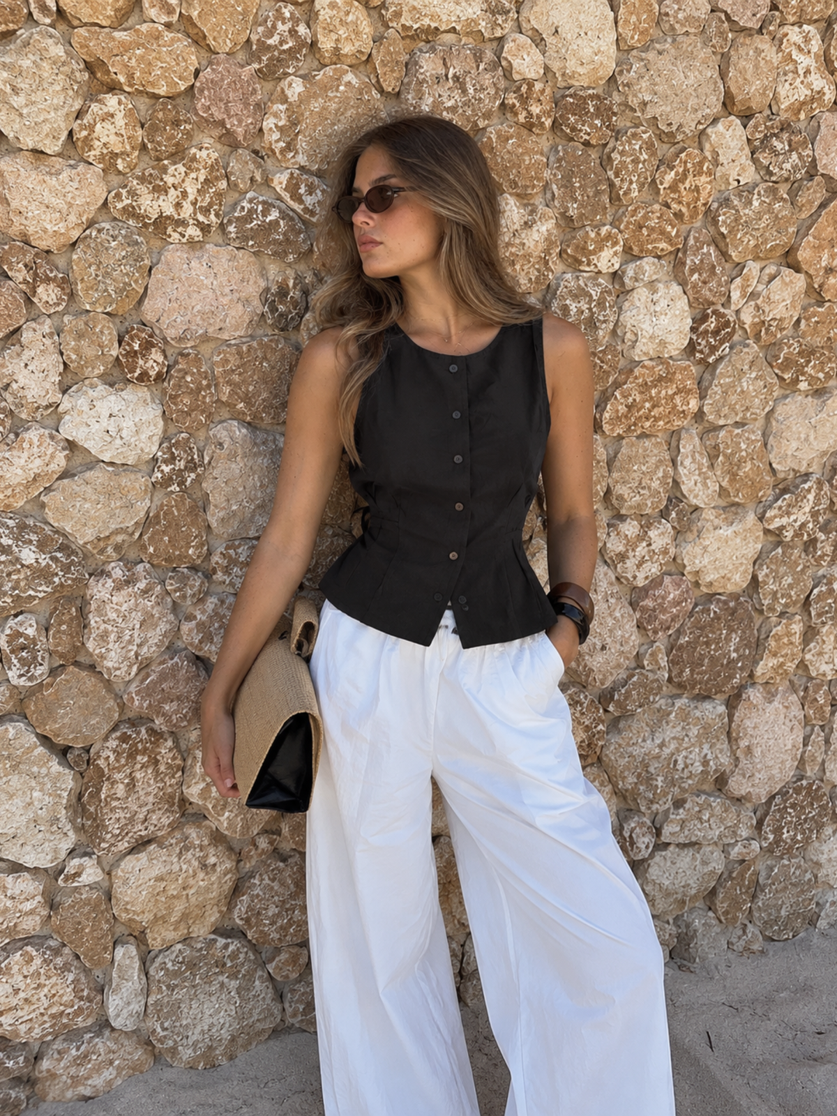 Top Linen Negro