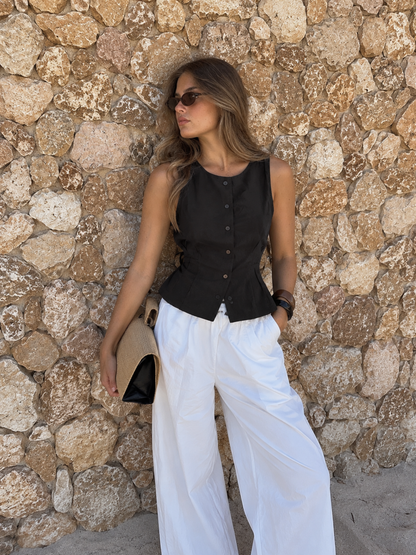 Top Linen Negro