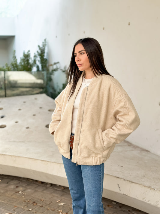 Chaqueta Bomber Beige