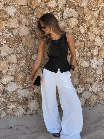 Top Linen Negro