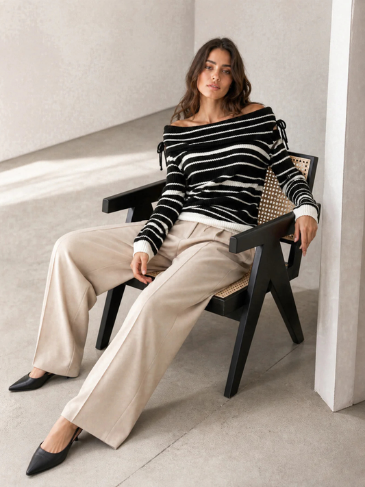 Sweater Line Shoulder Negro