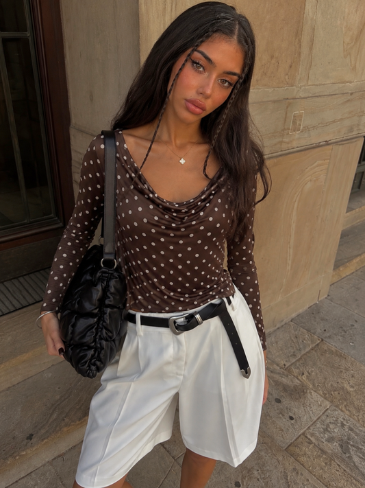 Top Lunares Manga Larga Brownie