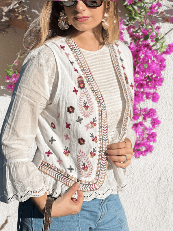 Vest Lino Bordado
