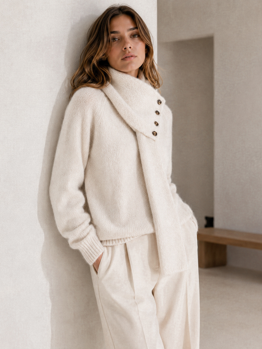 Sweater Cuello Bufanda Blanco