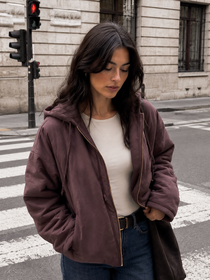 Suede Hoodie Jacket Brownie