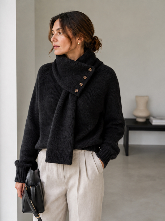 Sweater Cuello Bufanda Negro
