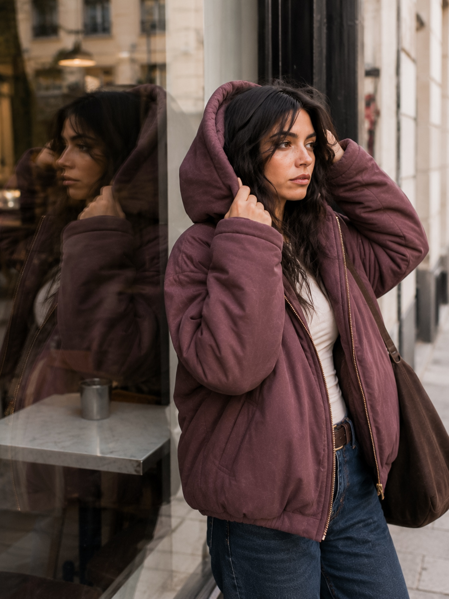 Suede Hoodie Jacket Brownie