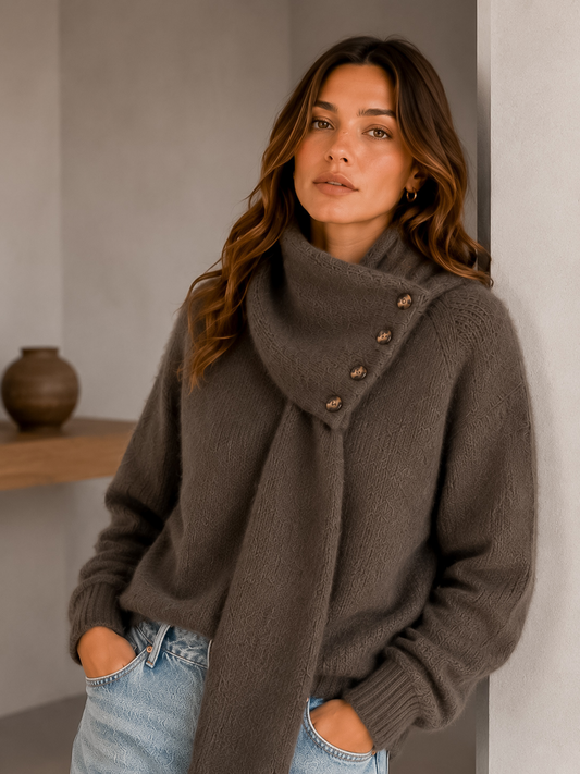Sweater Cuello Bufanda Dark Taupe