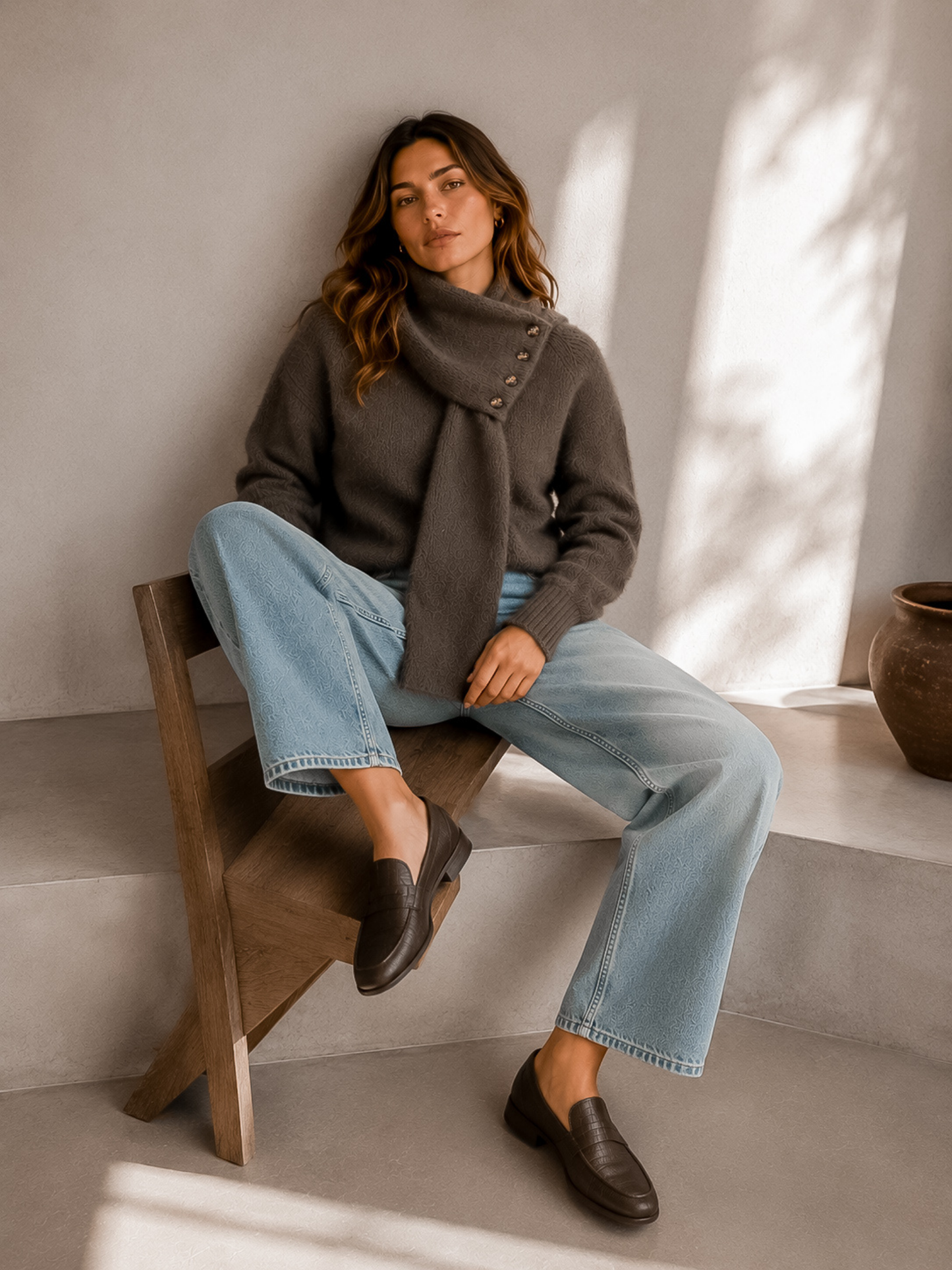 Sweater Cuello Bufanda Dark Taupe