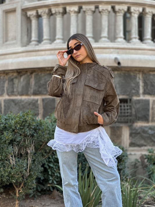 Suede Jacket Khaki