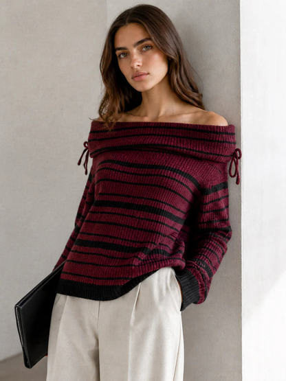 Sweater Line Shoulder Borgoña