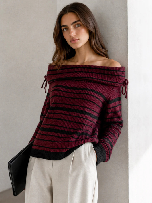 Sweater Line Shoulder Borgoña