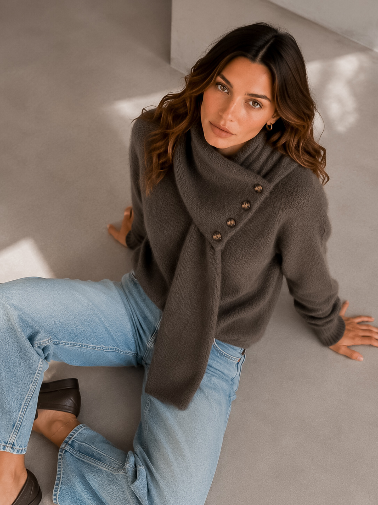Sweater Cuello Bufanda Dark Taupe