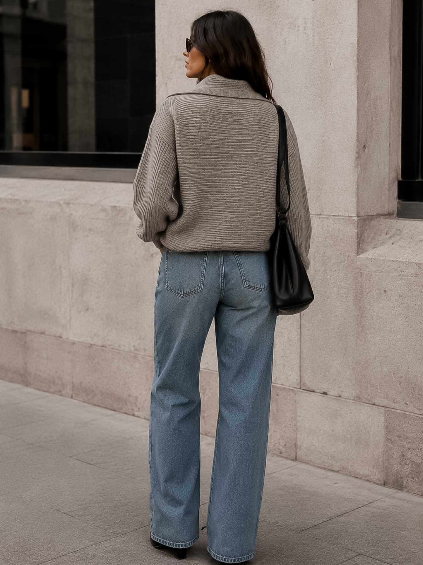 Sweater Cuello Polo Gris