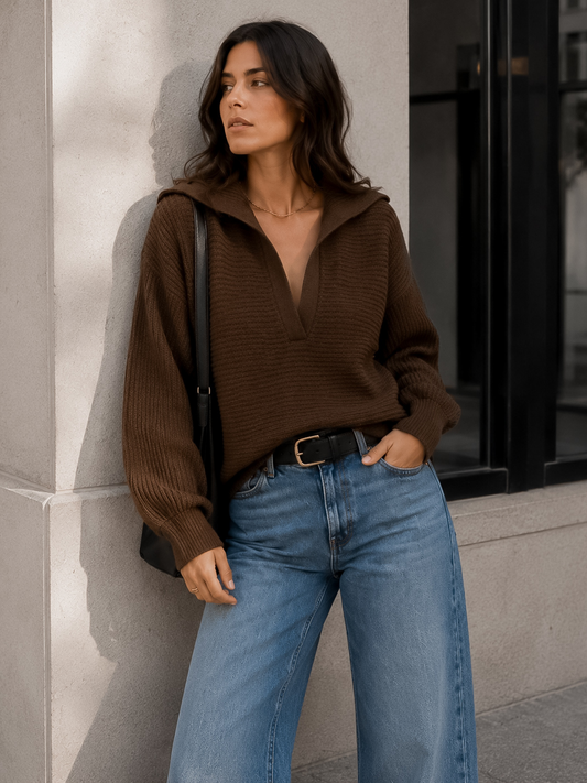 Sweater Cuello Polo Brownie