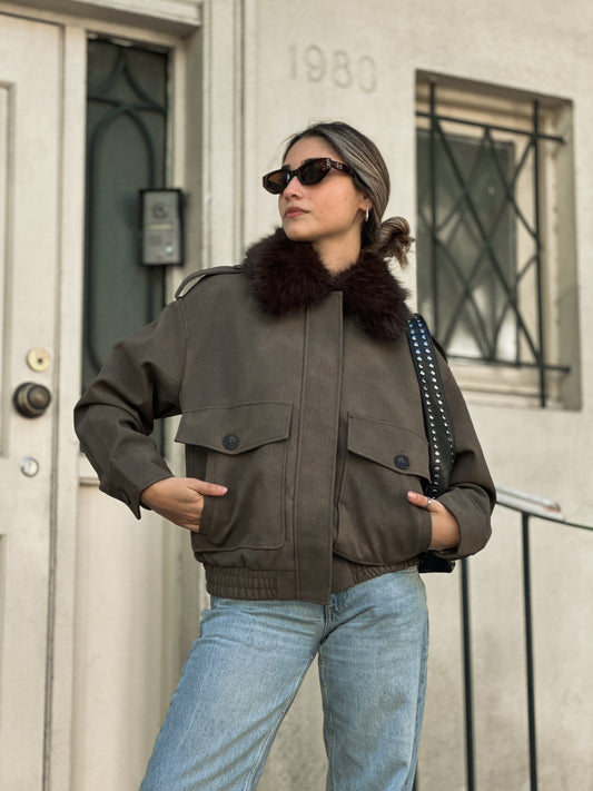 Cazadora Efecto Ante Kakhi