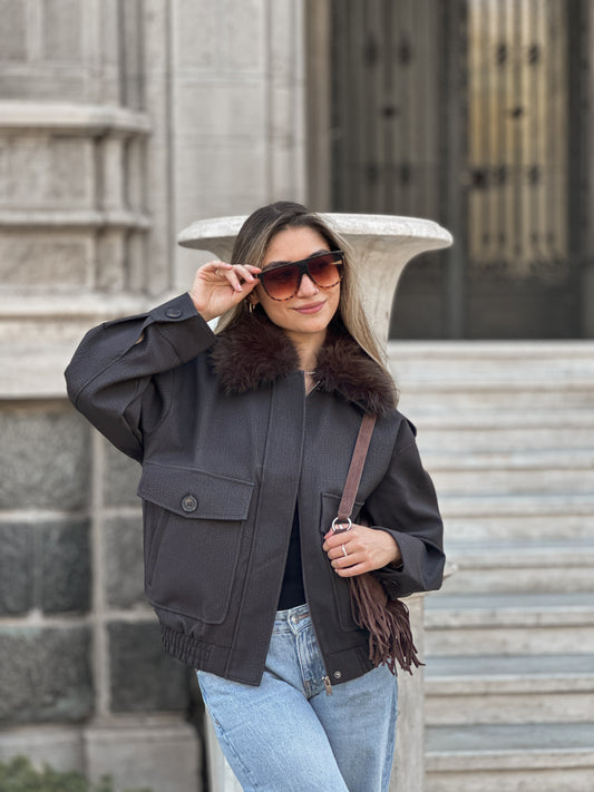 Cazadora Efecto Ante Brownie