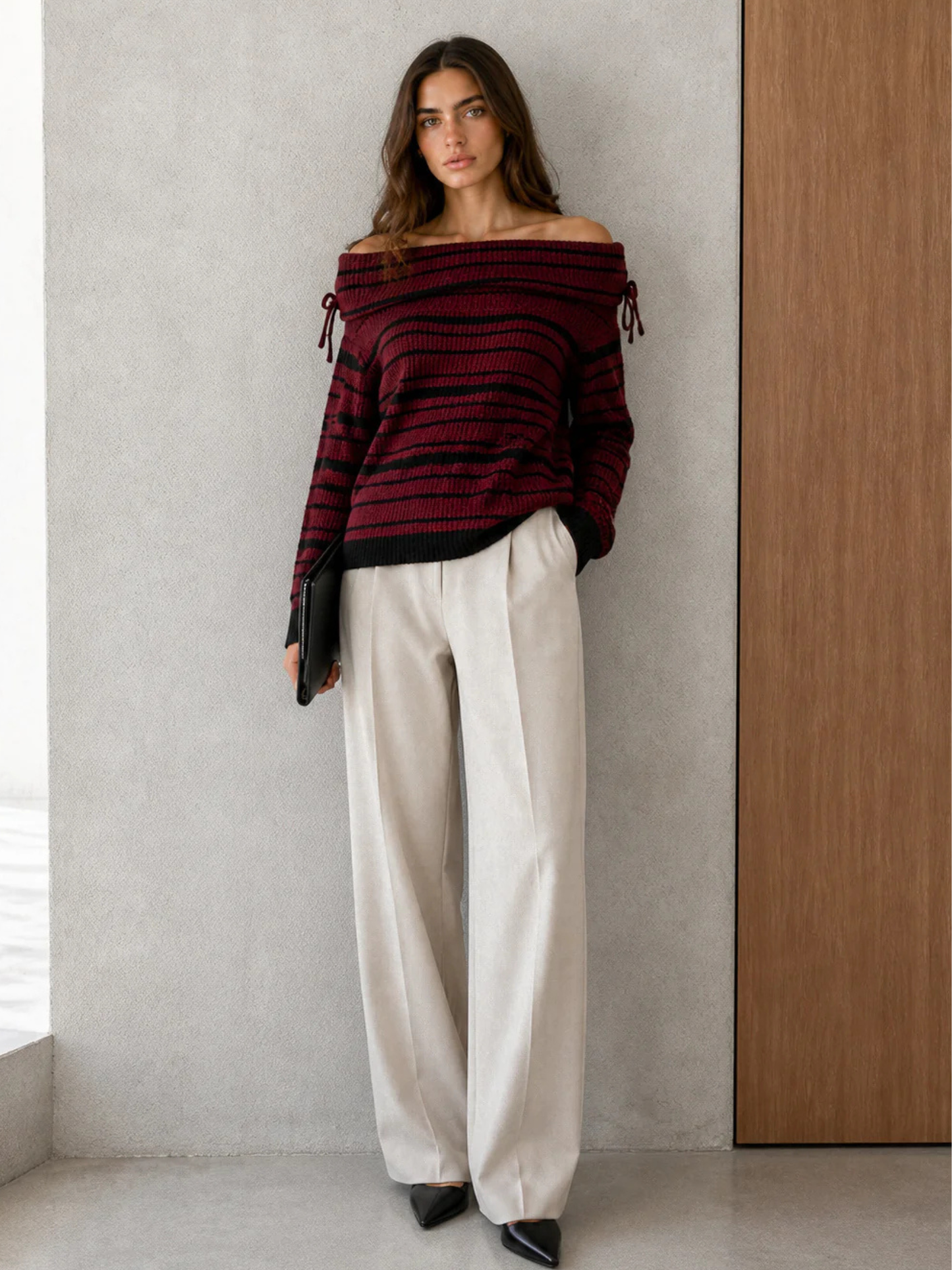 Sweater Line Shoulder Borgoña