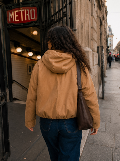 Suede Hoodie Jacket Camel