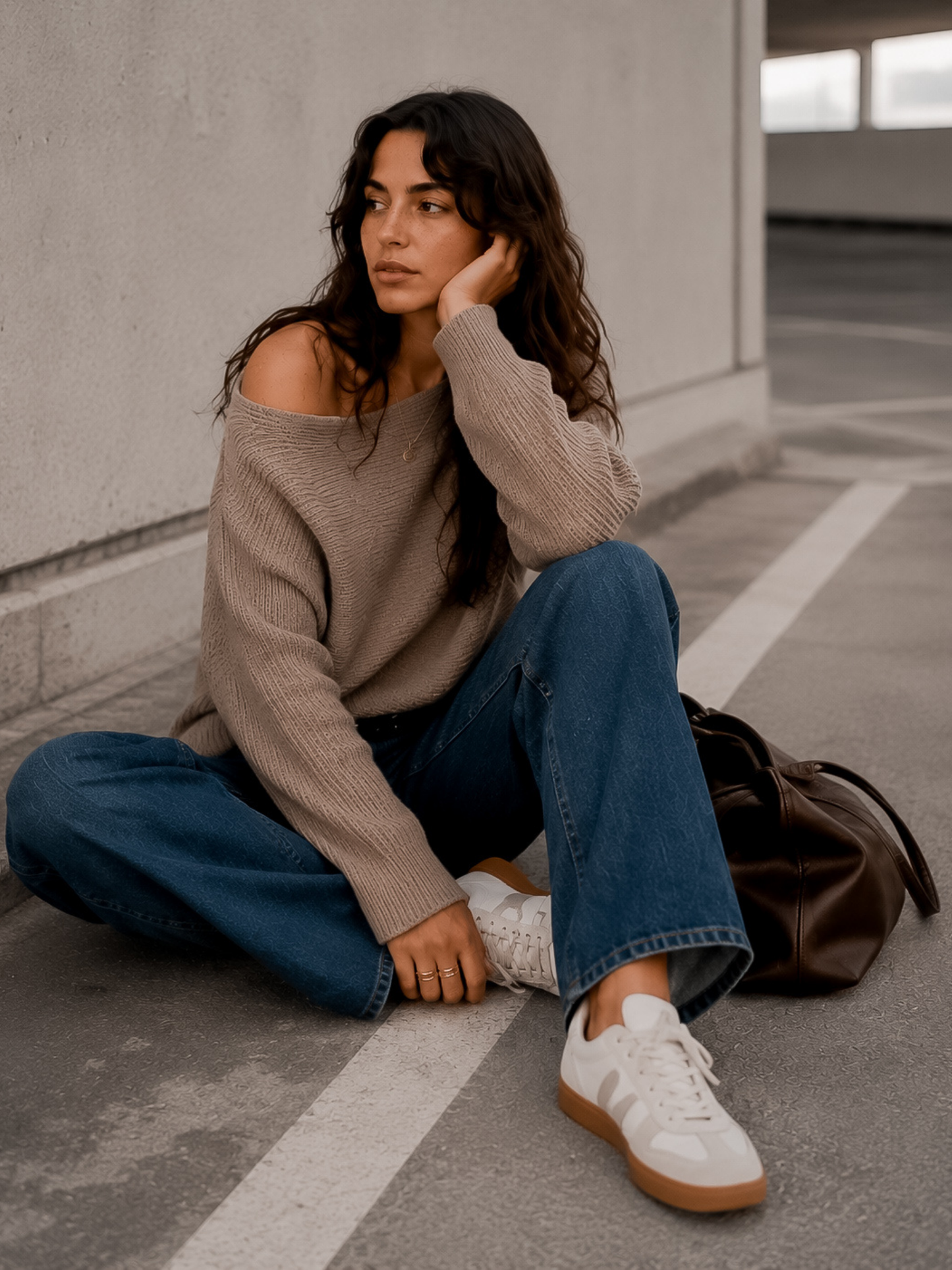Sweater Hombro Asimétrico Mocha Mousse