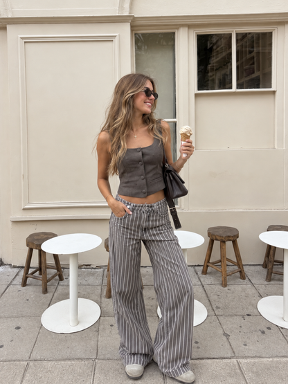 Vest Top Suede Dark Taupe