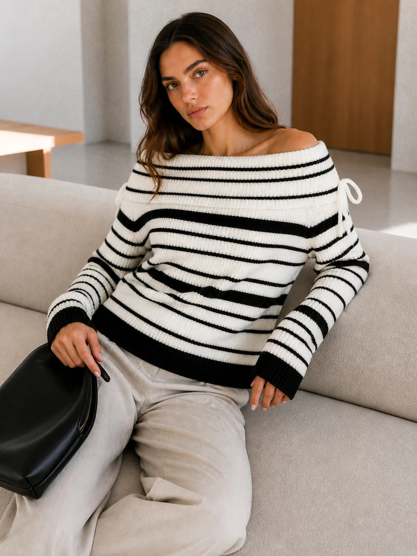 Sweater Line Shoulder Blanco