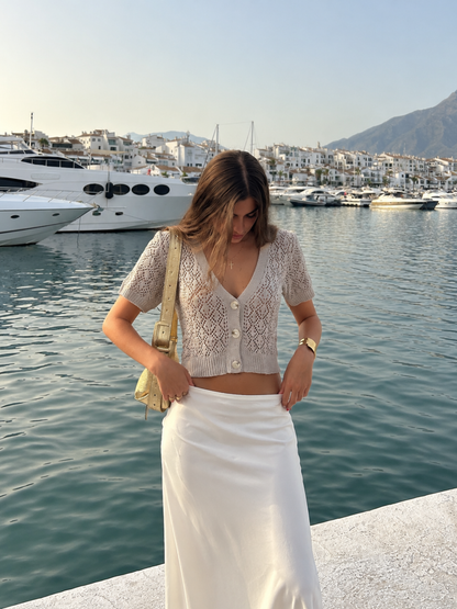 Top Noir Calado Gris