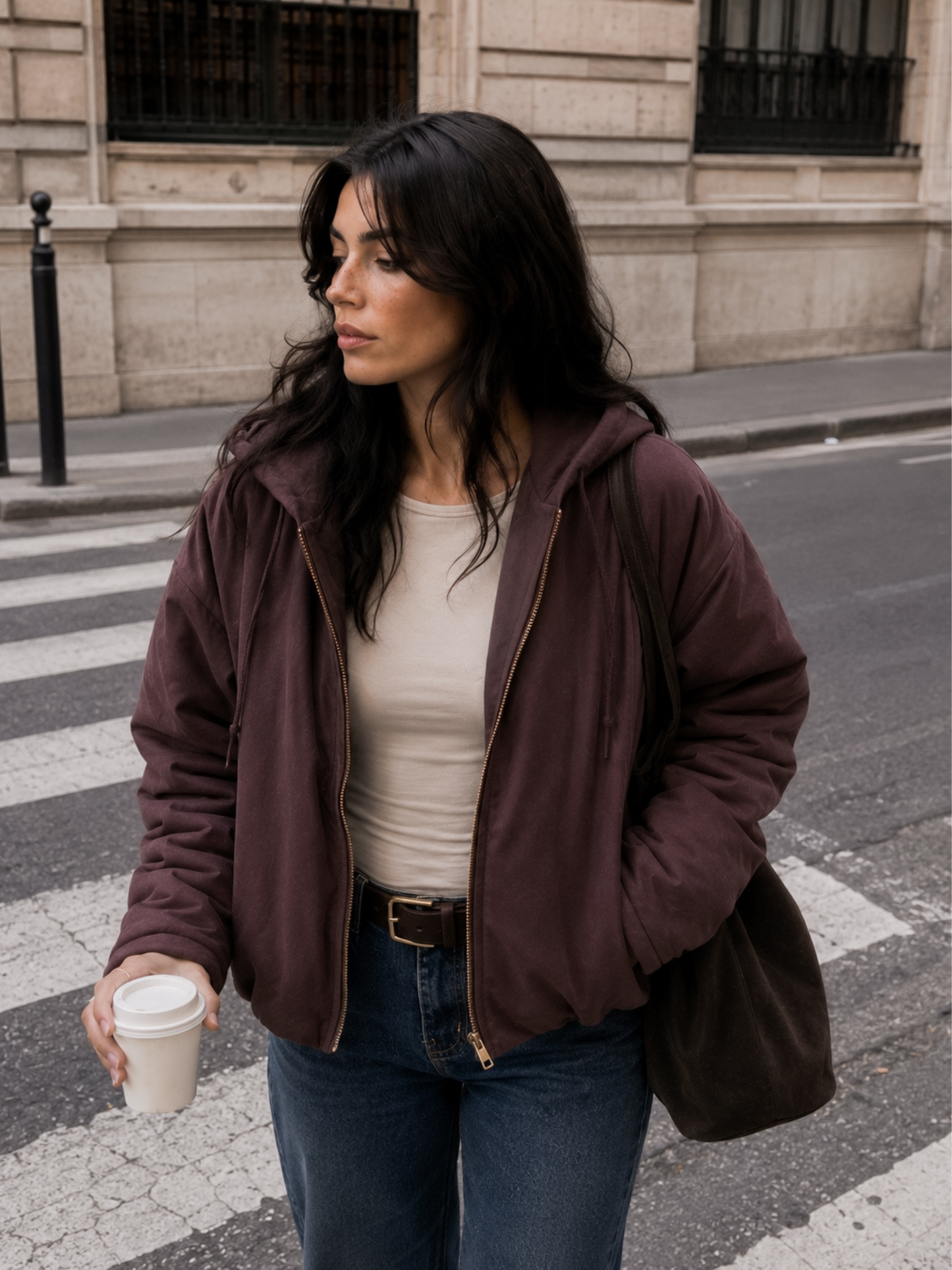 Suede Hoodie Jacket Brownie