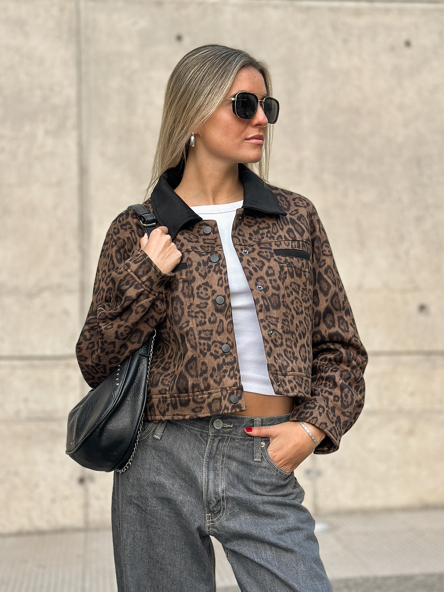 Chaqueta Print Gamuza Mocha Mousse