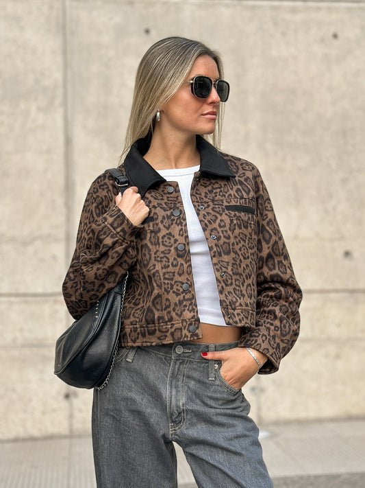 Chaqueta Print Gamuza Mocha Mousse