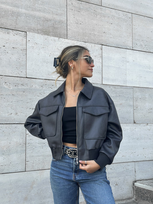 Cazadora Zipper Negra